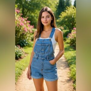 Vintage London London Blue Denim Overalls Shortalls Size Small